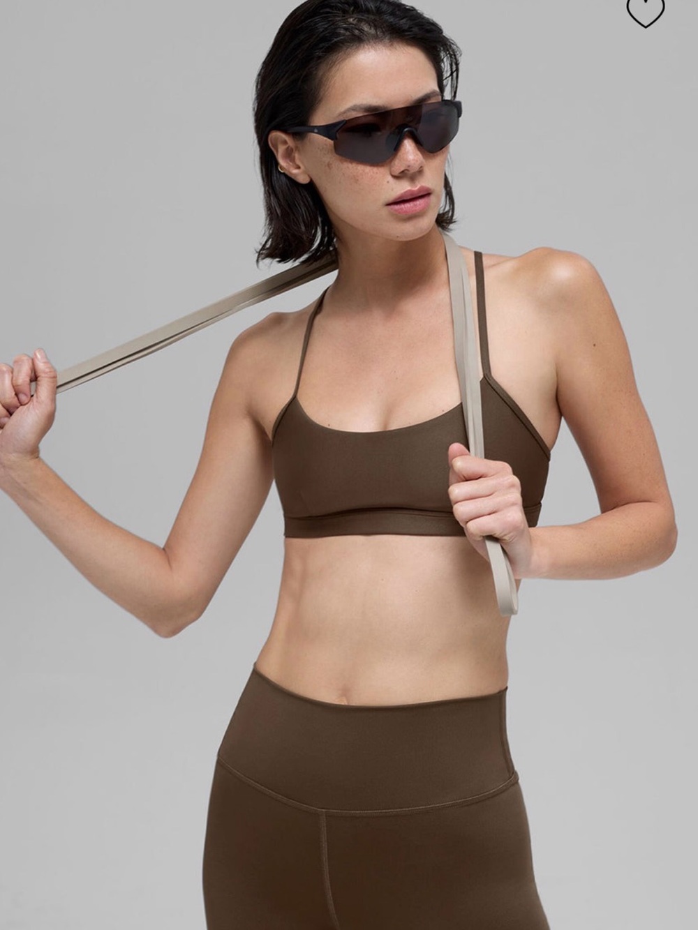 ALO Yoga Scoop Neck Sports Bra in Brown